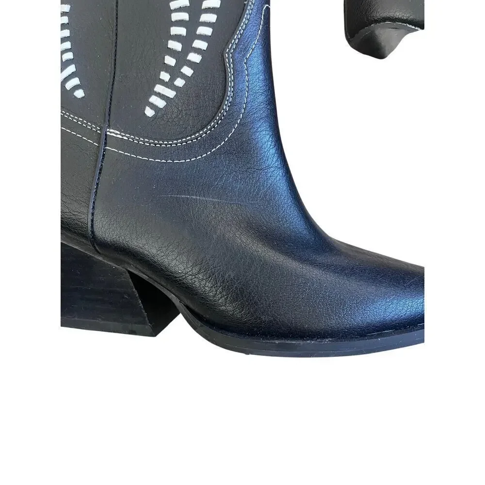 Billini Black/White Ankle Cowboy Boots Size 6
